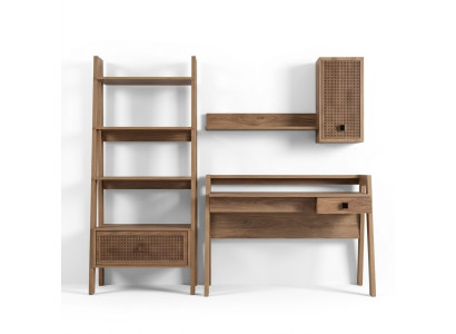 Children's desk desk bookshelf wood brown set of 3 shelves