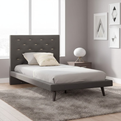 Bed 100 cm bed frames bed frame children's bed youth bed fabric grey