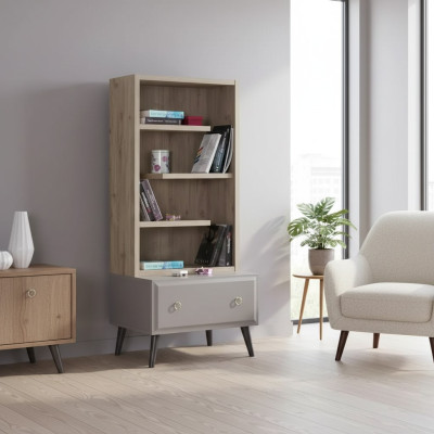 Bookshelf Freestanding Shelf Children's Shelf Cabinet Bookcase Wood Gray