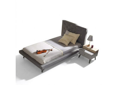 Children's room set youth bed nightstand bed wood gray 100 cm 2-piece set