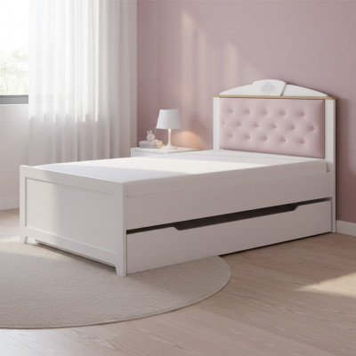 Chesterfield Functional Bed Pull-Out Children's Bed Bed 120 Wood Pink
