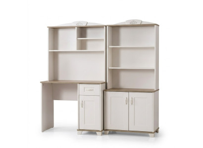 Computer desk, writing desk, children's desk, wood, bookshelf, white