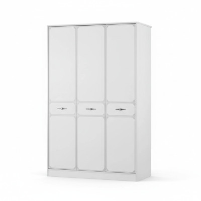 Wooden Cabinet Luxury Wardrobe Closet Furniture Wood White 3-Door Design