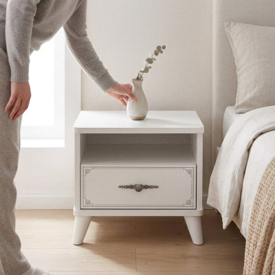 Bedside table nightstand bedroom wood white children's bedside table luxury