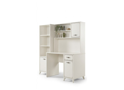 Group Computer Desk Writing Desk Set Wood Bookshelf White 3-Piece Shelf