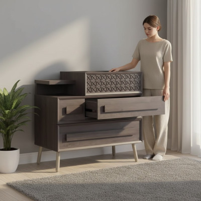 Chest cupboard wood dressers bedroom sideboard design gray luxury