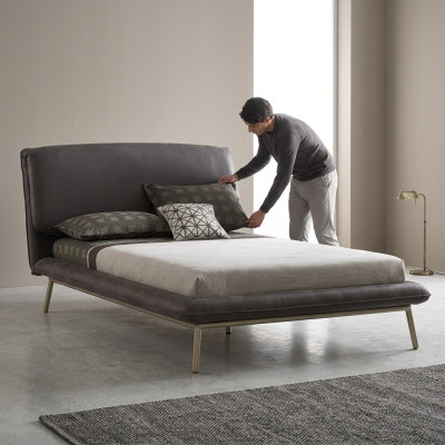Upholstered bed bed frame bed bedstead fabric gray youth bed bedsteads