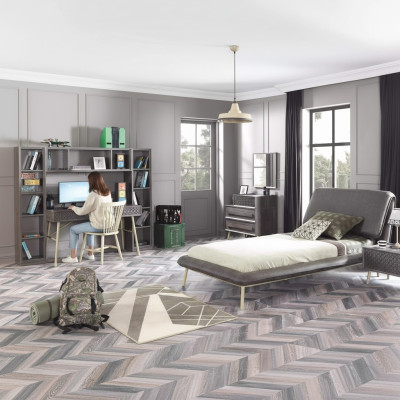 Children's room furniture set youth bed bed frame bed set 7-piece wood gray