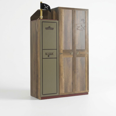 Pirate wooden cabinet luxury wardrobe children's wood brown 3 door