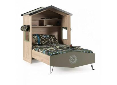 Design bed frame bed wood green boys children's furniture children's bed modern