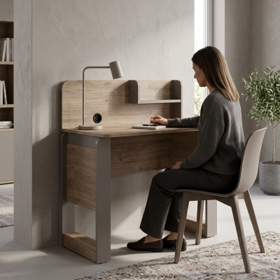 Desk set wooden table shelf brown children's room workstation