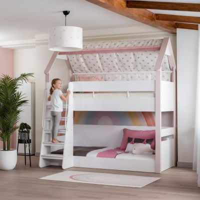 Bunk bed children's room children's bed bed frame wood pink loft bed