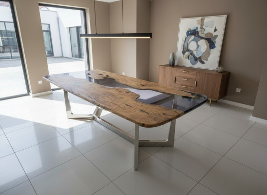 Dining table epoxy resin kitchen table dining room table table 240 cm wood brown