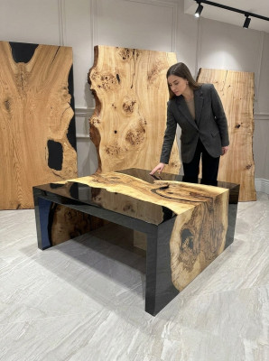 Coffee table epoxy resin solid wood side table epoxy table