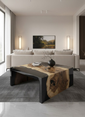 Coffee table epoxy resin solid wood side table epoxy table