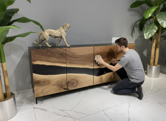 Sideboard chest of drawers epoxy resin brown living room wood dressers sideboard