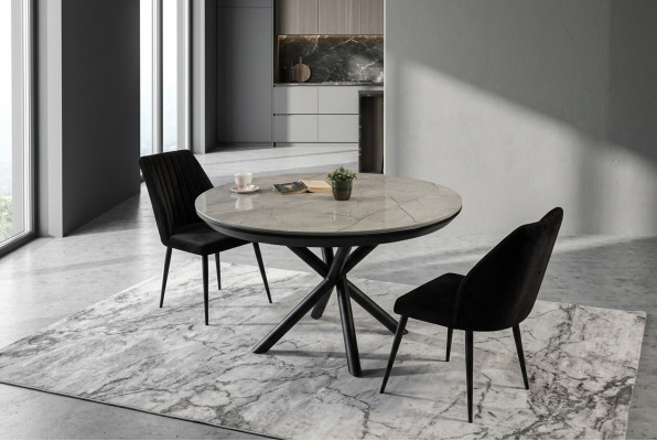 Dining table extendable dining table round kitchen table wood gray new
