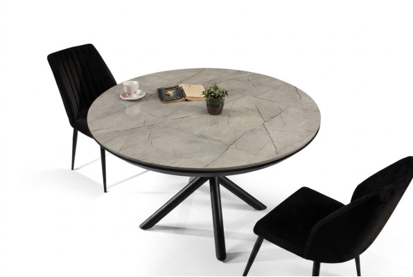 Dining table extendable dining table round kitchen table wood gray new