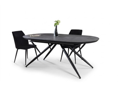 Oval dining table extendable kitchen table wood gray large