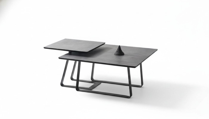 Group coffee table side table coffee table gray 2-piece set table wood
