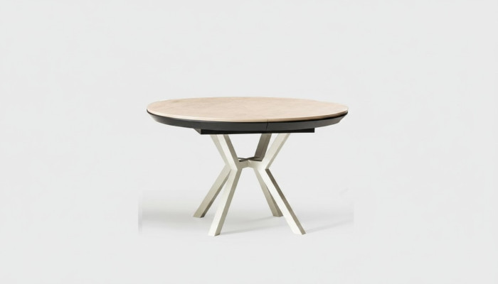Modern kitchen table dining table extendable round wood beige table