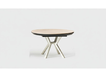 Modern kitchen table dining table extendable round wood beige table