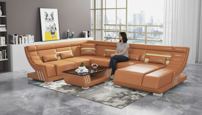 Design Sofas Living Landscape Sofa U Shape Corner Sofa Brown Couches Furniture