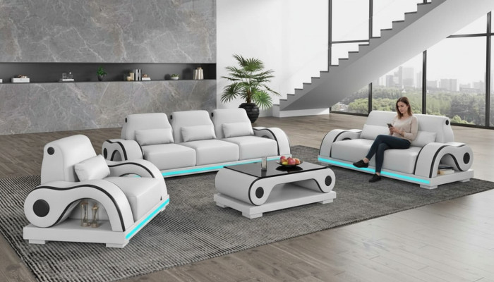 Couch set sofa set luxury complete white leather sofa couch modern sofa