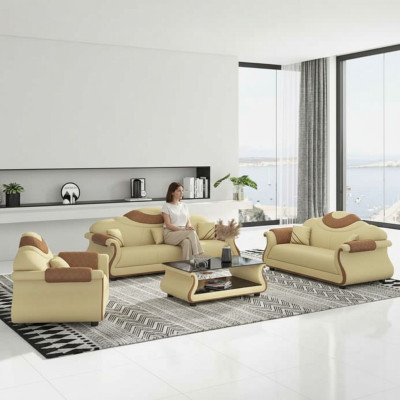 Complete sofa set 3-piece sofas leather sofas brown
