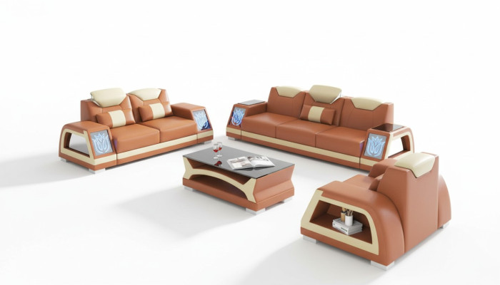 Complete sofa set leather sofas couch set sofa 3-piece sofas brown