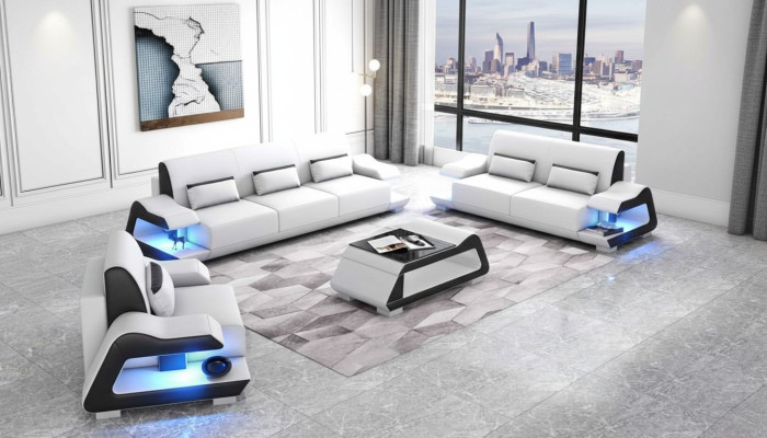 Couch set Sofa set Leather sofas Sofa Complete 3-piece White Set 3+2+1