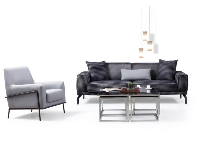 Upholstered Sofa Complete Sofa Set Sofa Suite Gray Seat Fabric Sofa