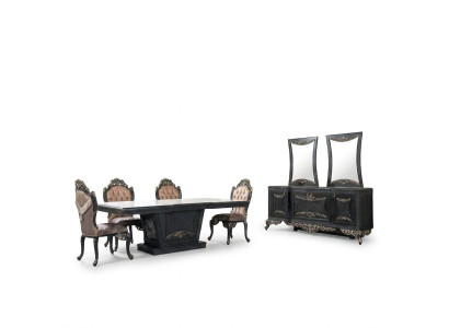 Dining room dining set dining table chairs wood set 12-piece gray baroque sideboard