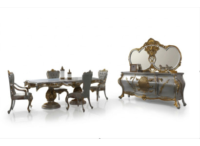 Dining room set dining corner dining table chairs wood set 9-piece gray baroque