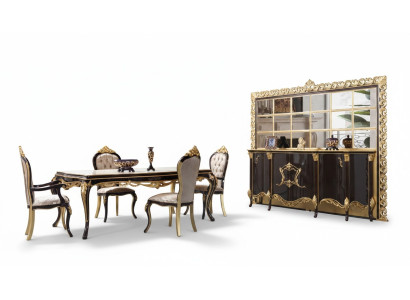 Luxury dining set dining room dining table chairs wood 10-piece brown sideboard