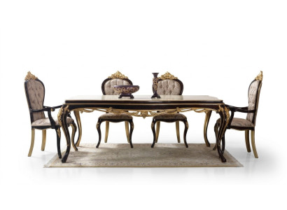 Dining set, dining nook, dining room, dining table, chairs, wood, 9 pieces, brown, baroque