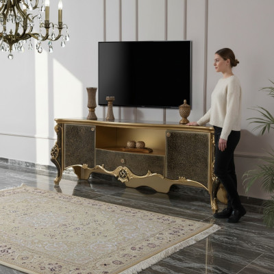 Sideboard Lowboard TV Stand RTV Wood Brown Living Room Table Luxury