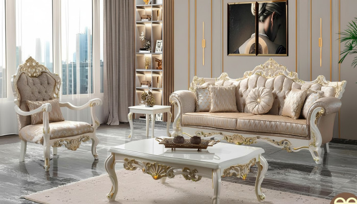 Luxury couch set upholstery sofa Chesterfield fabric sofa beige
