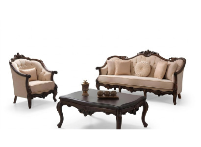 Upholstered sofa Sofa Sofa set Couch Fabric sofa Beige Chesterfield Set