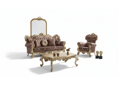 Upholstered Sofa Set Sofa Couch Purple Fabric Sofa Chesterfield Set 3+1