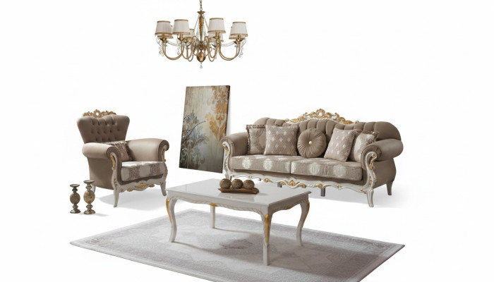 Couch Set Upholstered Sofa Sofa Couch Brown Fabric Sofa Chesterfield Set 3+1