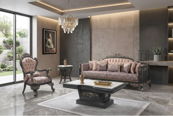 Luxury Complete Sofa Suite Fabric Sofa Brown Upholstered Sofa