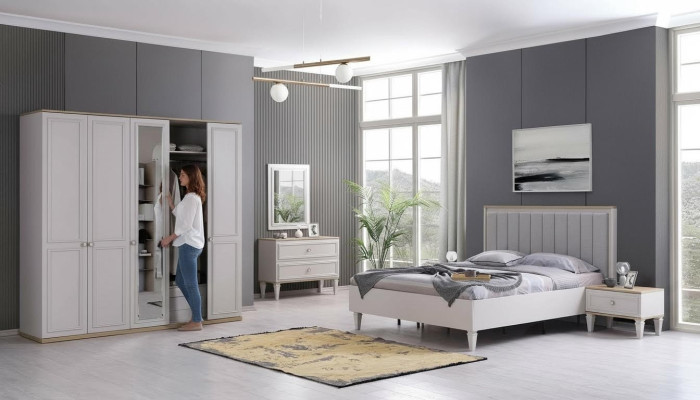 Complete Bedroom Furniture Modern Beds Wood 6-piece Bedroom Gray