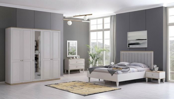 Complete Bedroom Furniture Modern Beds Wood 6-piece Bedroom Gray