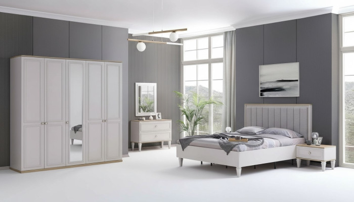 Complete Bedroom Furniture Modern Beds Wood 6-piece Bedroom Gray