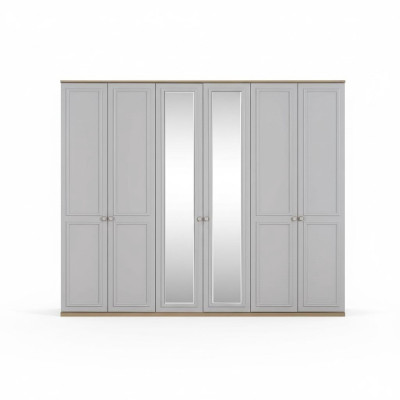 Bedroom wardrobe, wardrobe, cabinet, grey wood, mirror, 6 doors