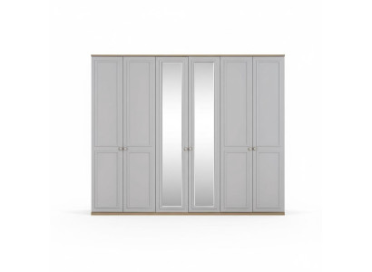 Bedroom wardrobe, wardrobe, cabinet, grey wood, mirror, 6 doors