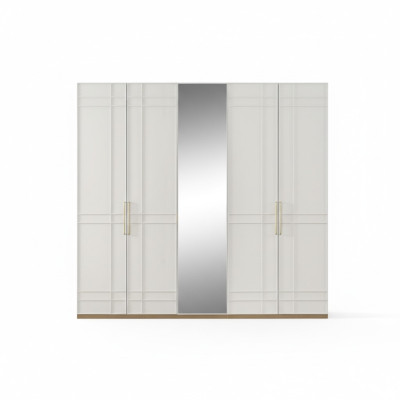 Wardrobes Wardrobe Cabinets White Wood Mirror 5 Doors New