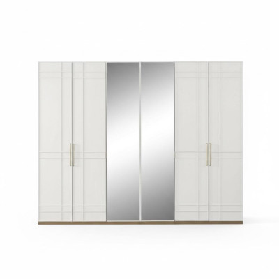Cabinets Wardrobes Wardrobe White Wood Mirror 6 Doors New