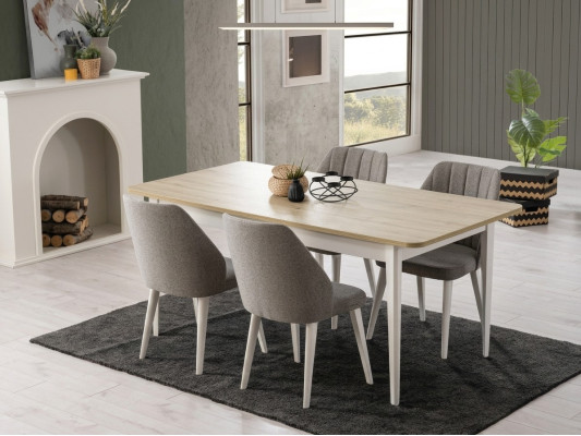 Dining group set dining room dining table set 7-piece dining room white wood